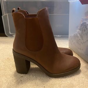 Brown heel booties